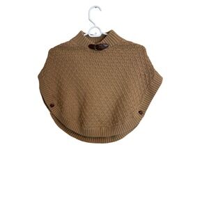 Janie & Jack Cape Sweater Girls Size 4 Beige Knit Buckle Neck Poncho‎ Fall Layer